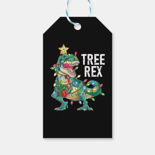 kerstdinosaurusboom Rex Cadeaulabel (Voorkant)
