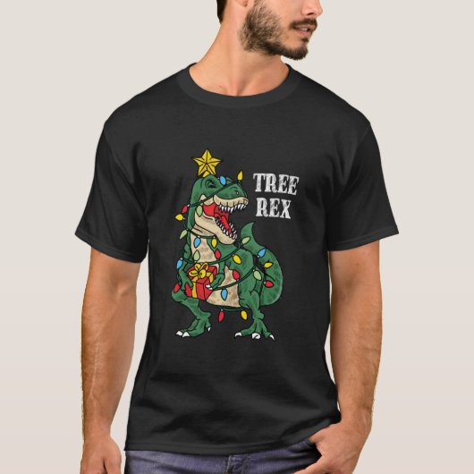 kerstdinosaurusboom Rex Funny Xmas geschenken voor T-shirt (Voorkant)