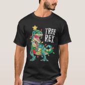 kerstdinosaurusboom Rex Mannen Vrouwen Pajasmakeri T-shirt (Voorkant)