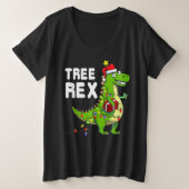 kerstdinosaurusboom Rex Pajamas Grote Maat T-shirt (Design voorkant)