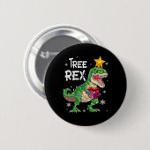 kerstdinosaurusboom Rex Pajamas Mannen Boys Kinder Ronde Button 5,7 Cm (Voorkant /achterkant)