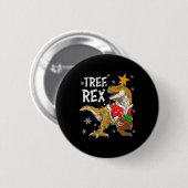 kerstdinosaurusboom Rex Pajamas Mannen Boys Kinder Ronde Button 5,7 Cm (Voorkant /achterkant)