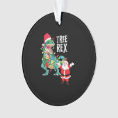 Kerstdinosaurusboom Rex Santa Mannen Boys Xmas Li Ornament (voorkant)