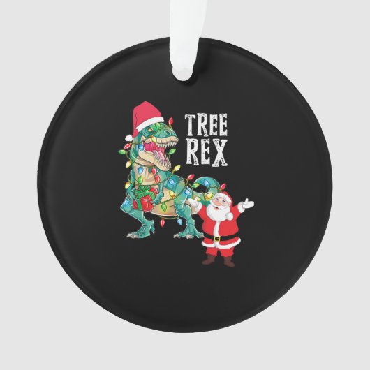 Kerstdinosaurusboom Rex Santa Mannen Boys Xmas Li Ornament (voorkant)