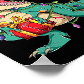Kerstdinosaurusboom Rex Trex Pajamas Mannen Poster (Hoek)