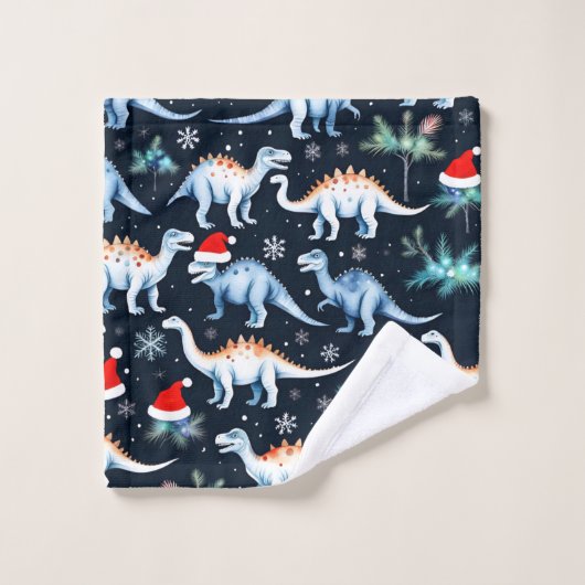 kerstdinosaurussen bad handdoek (Wasdoekje)