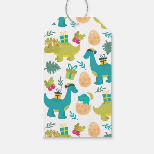 kerstdinosaurussen cadeaulabel (Voorkant)