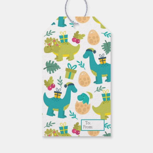 kerstdinosaurussen cadeaulabel (Achterkant)