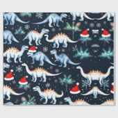 kerstdinosaurussen cadeaupapier (Vlak)