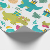 kerstdinosaurussen cadeaupapier (Hoek)