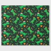 kerstdinosaurussen cadeaupapier (Vlak)