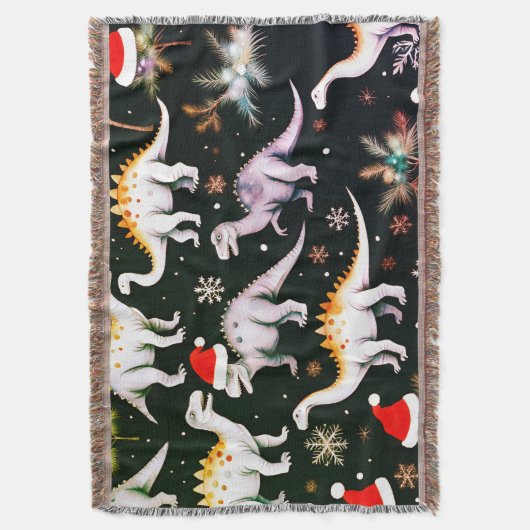 kerstdinosaurussen deken (Voorkant Verticaal)
