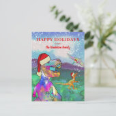 Kerstdinosaurussen Dragen Santa Hats Budget Feestdagenkaart (Staand voorkant)