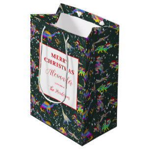 Kerstdinosaurussen gepersonaliseerd medium cadeauzakje