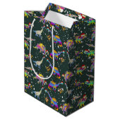 Kerstdinosaurussen gepersonaliseerd medium cadeauzakje (Achterkant Gekanteld)