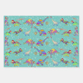 Kerstdinosaurussen in de sneeuw inpakpapier vel (Voorkant 3)