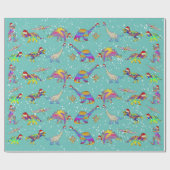 Kerstdinosaurussen in Santa Hats Cadeaupapier (Vlak)