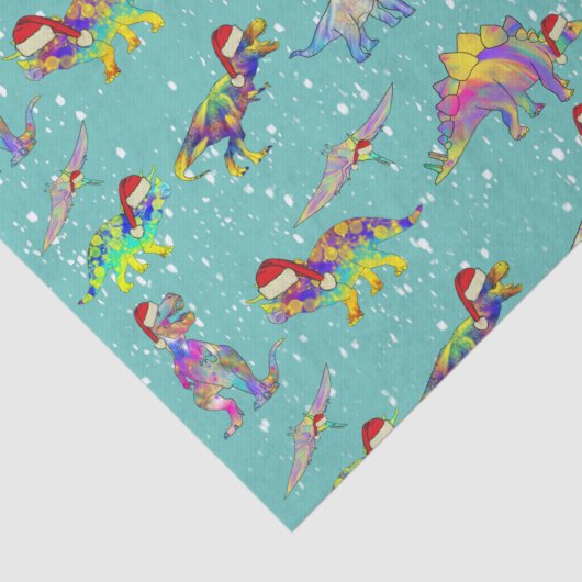 Kerstdinosaurussen in Santa Hats Tissuepapier (Detail)