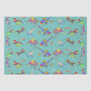 Kerstdinosaurussen in Santa Hats Tissuepapier