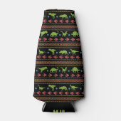 Kerstdinosaurussen Knit Embroided Monogrammed Flesjeskoeler (Voorkant)