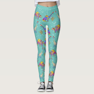 Kerstdinosaurussen met kerstmutsen Patroon Leggings