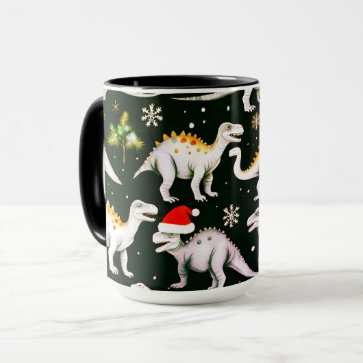 kerstdinosaurussen mok (Voorkant links)