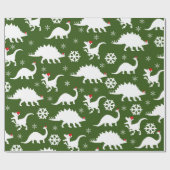 Kerstdinosaurussen & sneeuwvlokken cadeaupapier (Vlak)