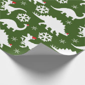 Kerstdinosaurussen & sneeuwvlokken cadeaupapier (Hoek)
