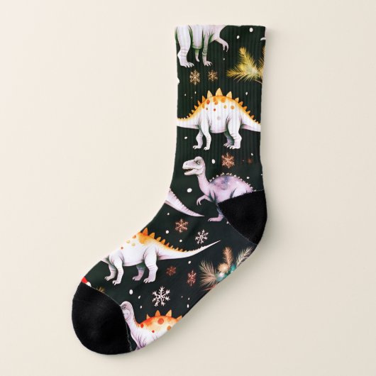 kerstdinosaurussen sokken (Links - buitenkant)