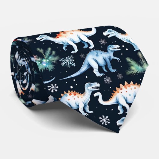kerstdinosaurussen stropdas (Opgerold)