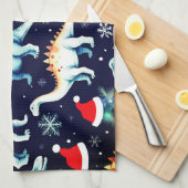 kerstdinosaurussen theedoek (Quarter Fold)