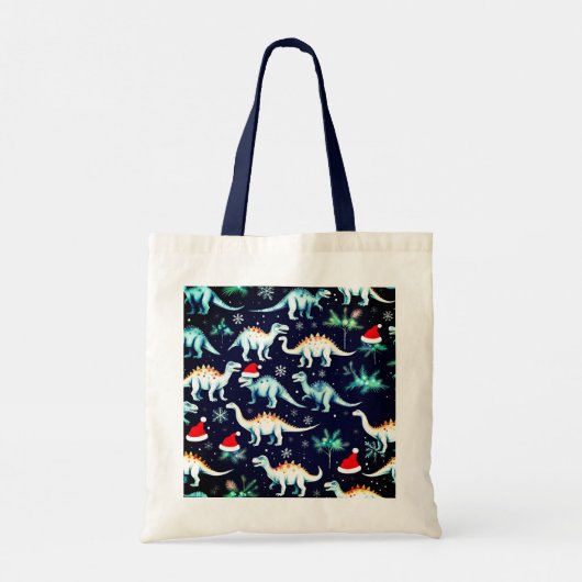 kerstdinosaurussen tote bag (Achterkant)