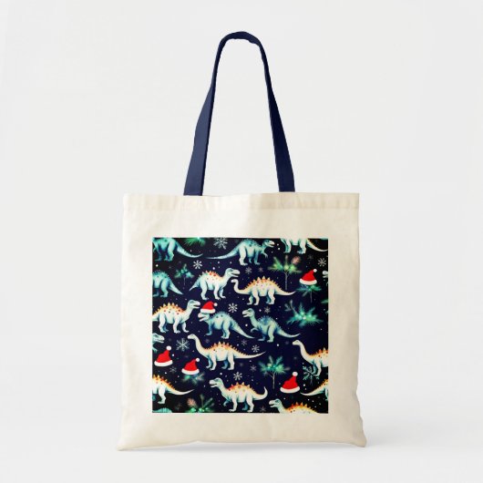 kerstdinosaurussen tote bag (Voorkant)