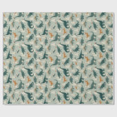 Kerstdinosaurussen voor kinderen cadeaupapier (Vlak)