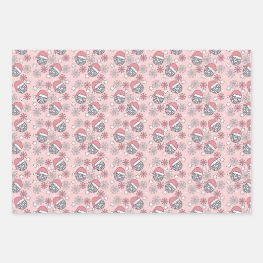 Kerstdisco ballen inpakpapier vel (Voorkant 3)