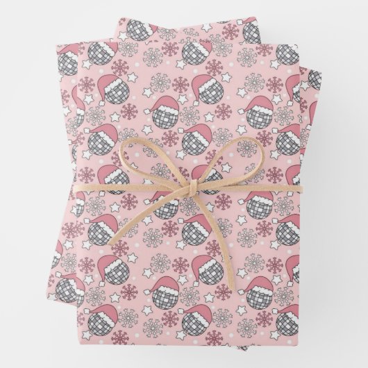 Kerstdisco ballen inpakpapier vel (In situ)