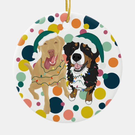 Kerstdley en Bernese polka Keramisch Ornament (Voorkant)