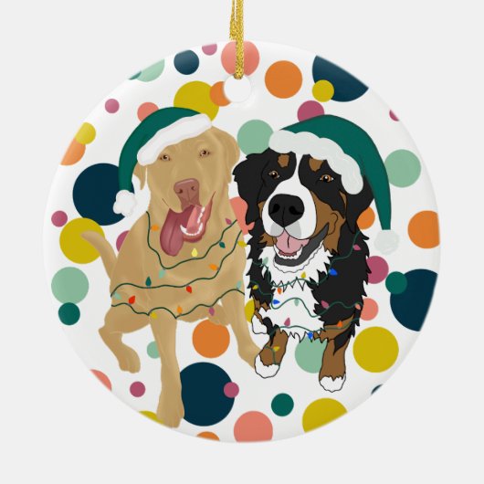 Kerstdley en Bernese polka Keramisch Ornament (Achterkant)