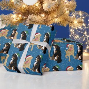 Kerstdley Labrador en Bernese Mountain Dog Cadeaupapier