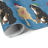 Kerstdley Labrador en Bernese Mountain Dog Cadeaupapier (Rol Hoek)