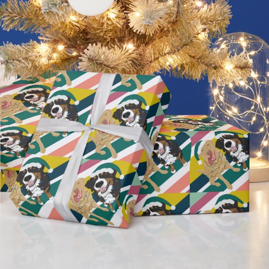 Kerstdley Labrador en Bernese Mountain Dog Cadeaupapier (Feestdagen)