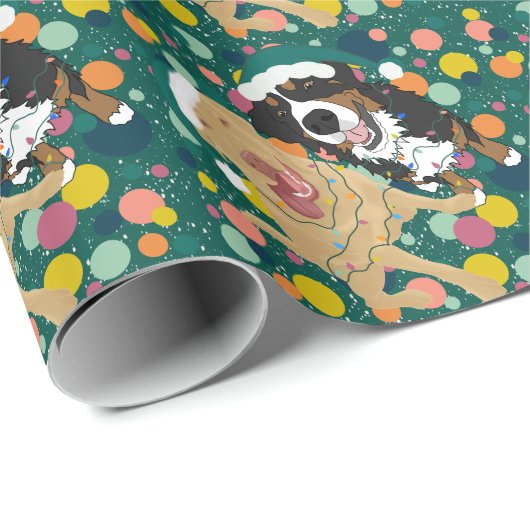 Kerstdley Labrador en Bernese Mountain Dog Cadeaupapier (Rol Hoek)