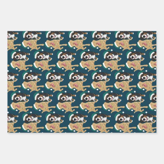 Kerstdley Labrador en Bernese Mountain Dog Inpakpapier Vel (Voorkant 2)