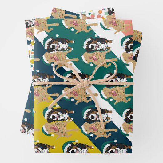 Kerstdley Labrador en Bernese Mountain Dog Inpakpapier Vel (In situ)