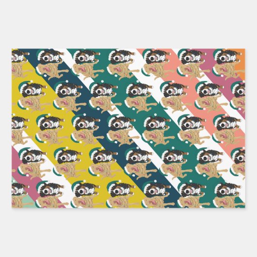 Kerstdley Labrador en Bernese Mountain Dog Inpakpapier Vel (Voorkant)