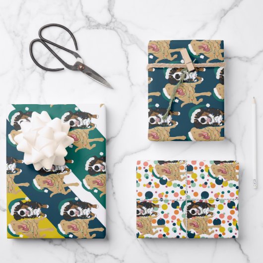 Kerstdley Labrador en Bernese Mountain Dog Inpakpapier Vel (Voorkant)