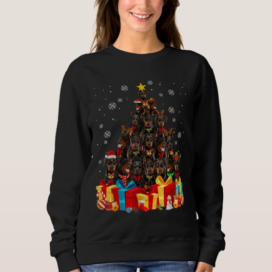 Kerstdoberman Hondenliefhebber Funny Tree Santa Ke Trui (Voorkant)