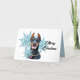 Kerstdoberman Pincher Snowflakes Feestdagen Kaart