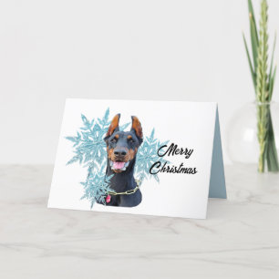 Kerstdoberman Pincher Snowflakes Feestdagen Kaart