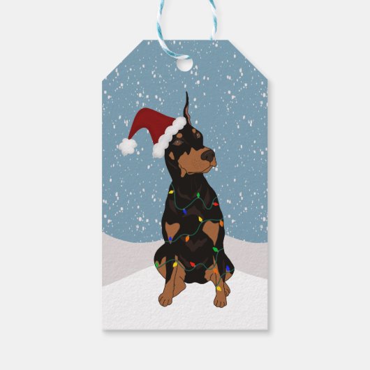 Kerstdoberman Pinscher Cadeaulabel (Achterkant)